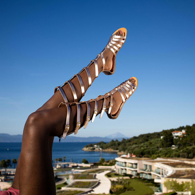 Δερμάτινα Σανδάλια μπότες με φερμουάρ "Νεφέλη" - Μαύρο - Emmanuela - handcrafted for you®