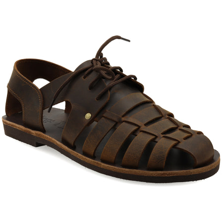 Greek Leather Fisherman Sandals for Men Cushioned Insole Men's