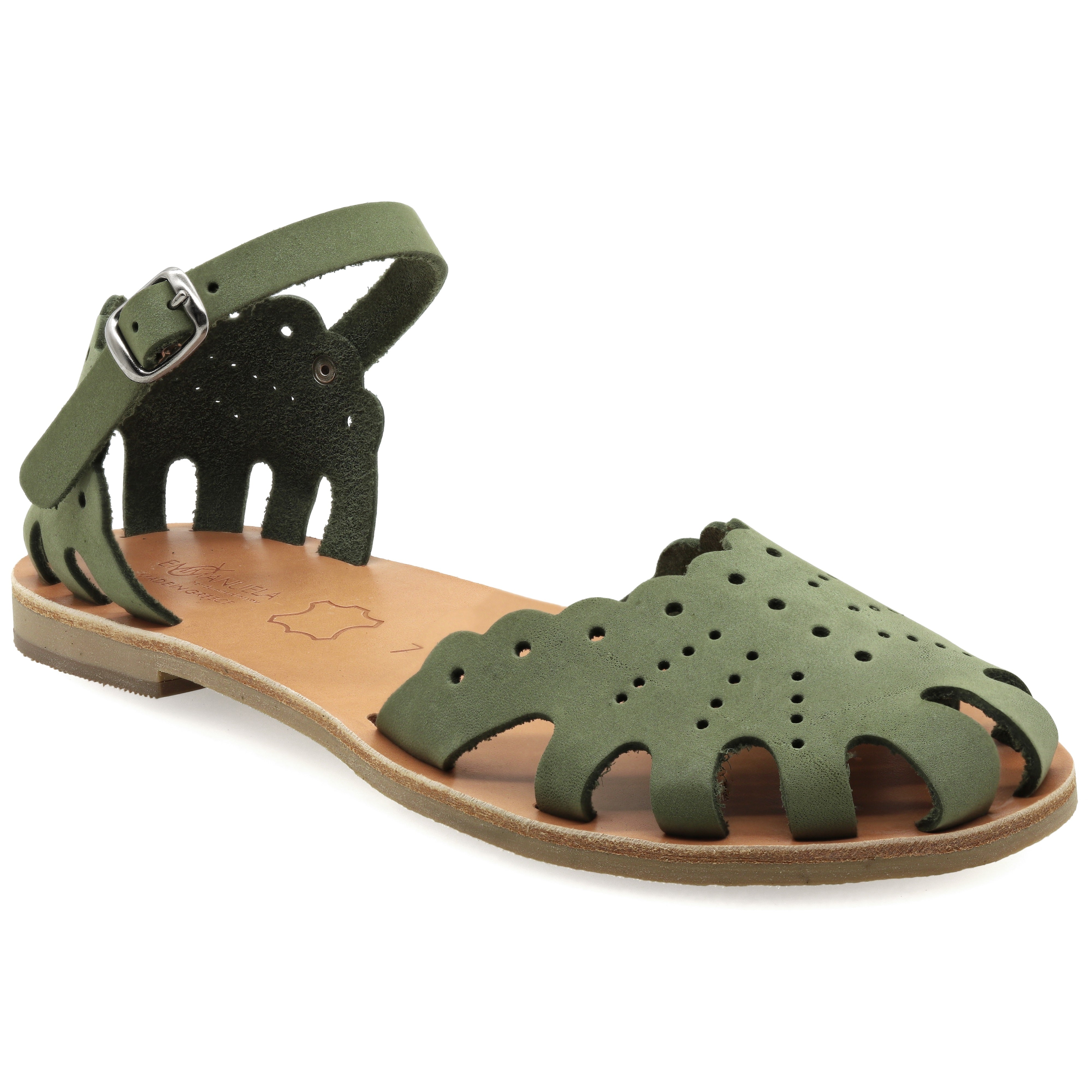 Emmanuela - handcrafted for you® Sandalen mit Schnallenriemen "Olympias" aus Braun leder