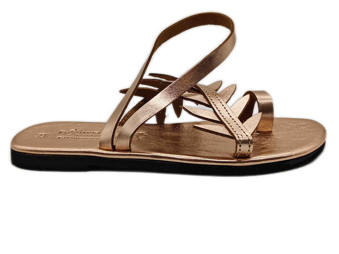 Sandals with soft sole and straps with olive leaves "Thera"
