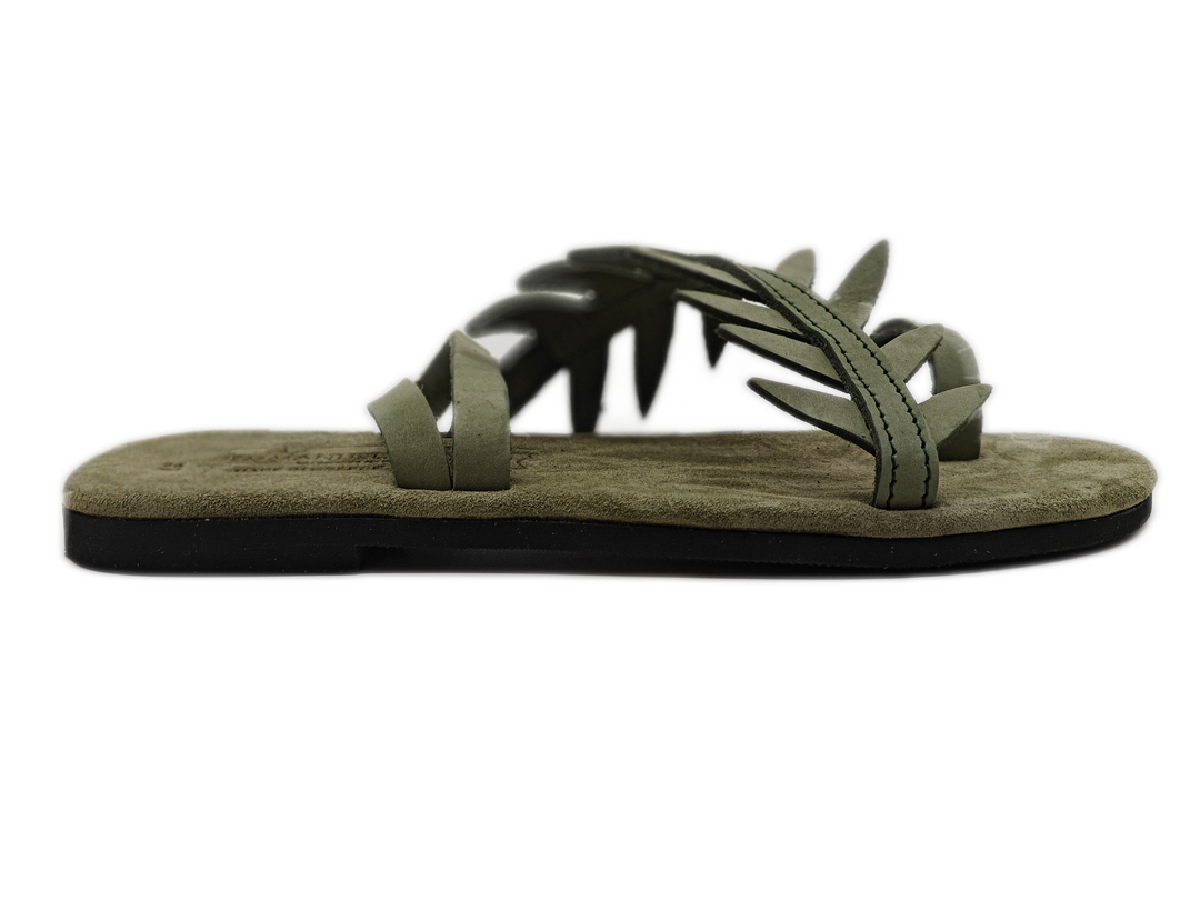 Sandals with soft sole and straps with olive leaves "Thera"