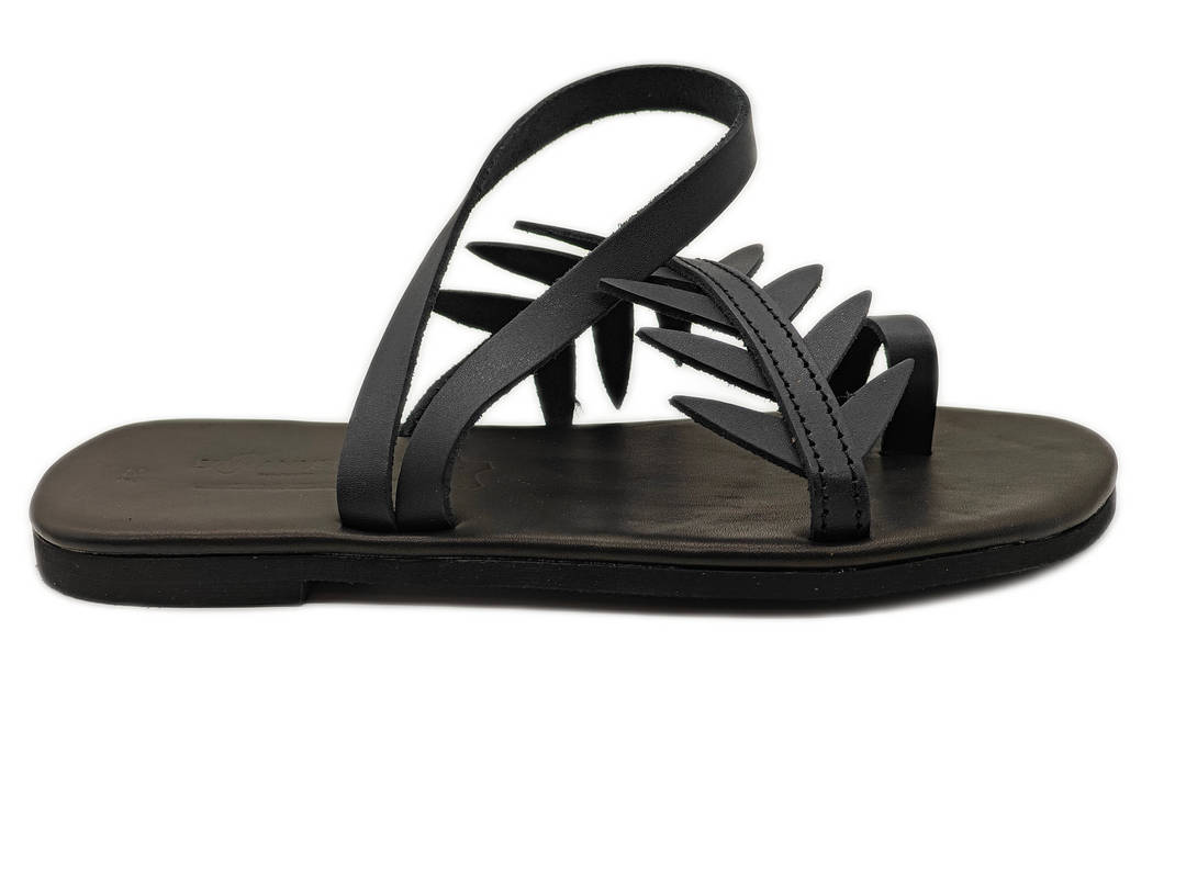 Sandals with soft sole and straps with olive leaves "Thera"