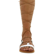 Sandales gladiateur montantes à nouer au genou "Nyx"