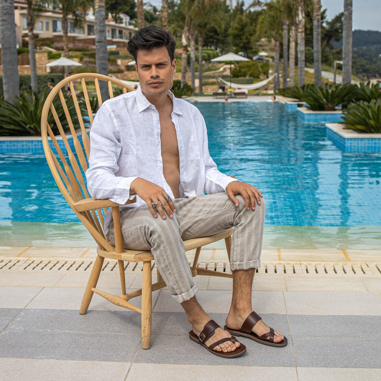 Emmanuela - handcrafted for you® Zehenringsandalen für Herren "Hercules" aus Braun leder