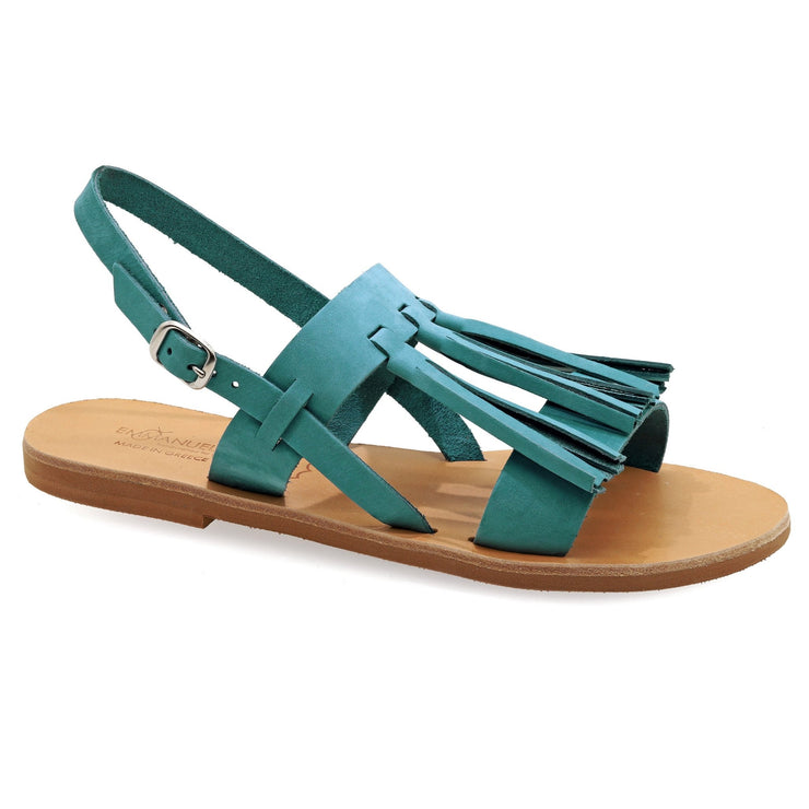 Emmanuela - handcrafted for you® Sandalen mit Schnallenriemen "Kallisto" aus Blaugrün Wildleder leder