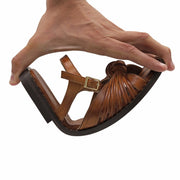 Emmanuela - handcrafted for you® Knöchelriemen-Sandalen mit gepolsterter Fußbett "Chryseis" aus Braun leder