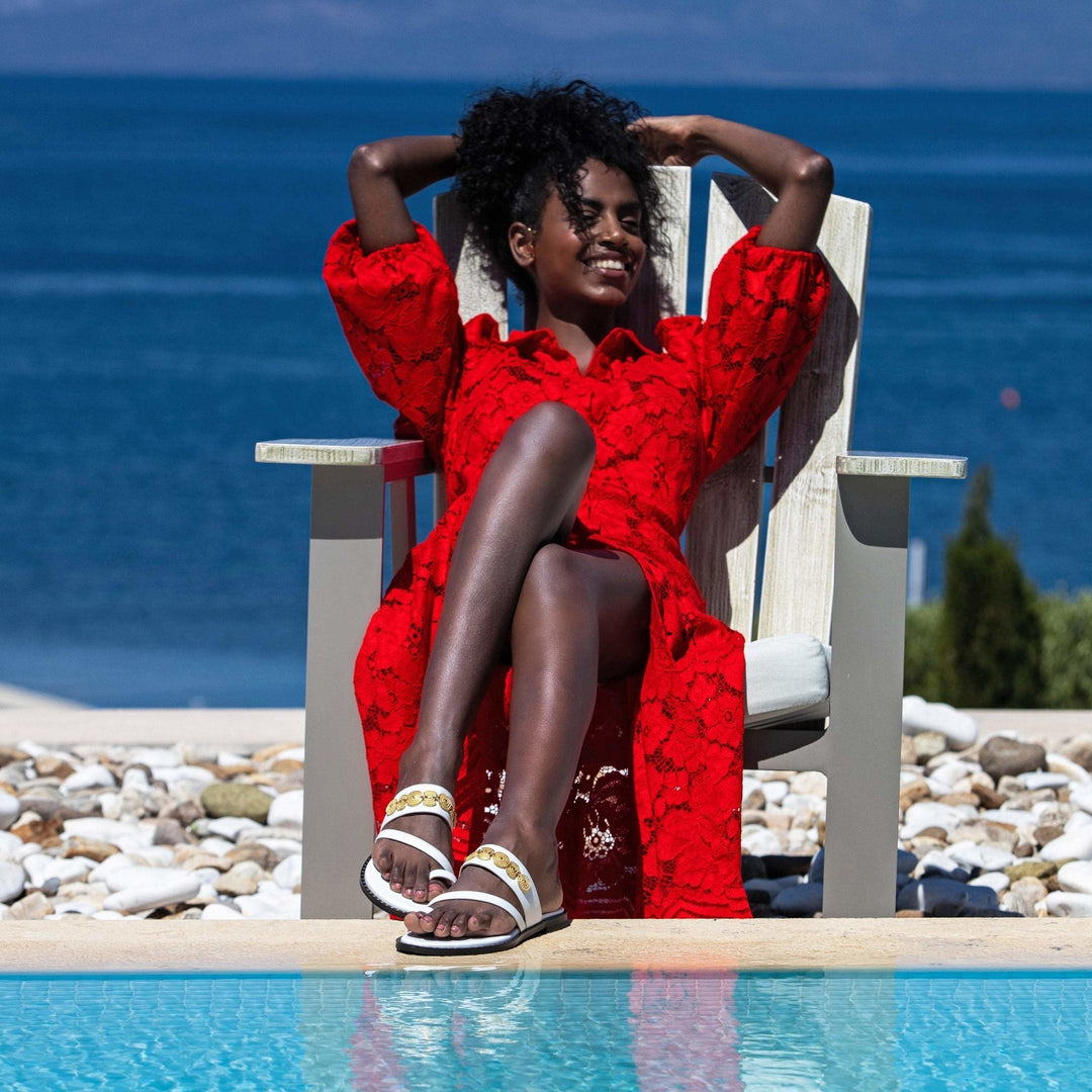 Emmanuela - handcrafted for you® Zehenringsandalen mit gepolsterter Fußbett "Irene" aus Schwarze leder