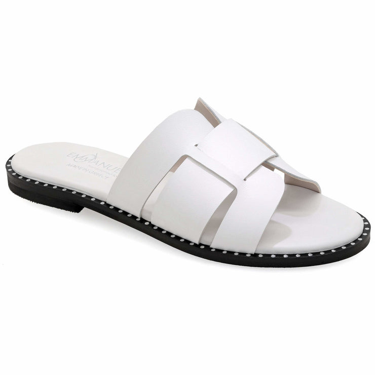 Emmanuela - handcrafted for you® Sandalen mit gepolsterter Fußbett "Elpis" aus Weiße leder