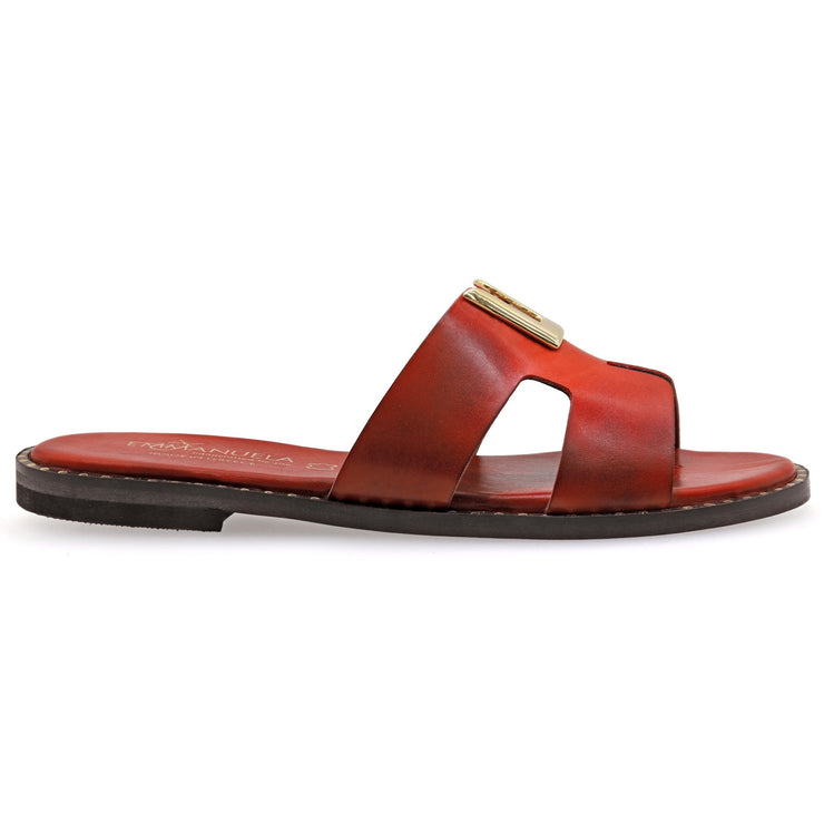 Emmanuela - handcrafted for you® H-Band-Sandalen mit gepolsterter Fußbett "Clytemnestra" aus Rot leder