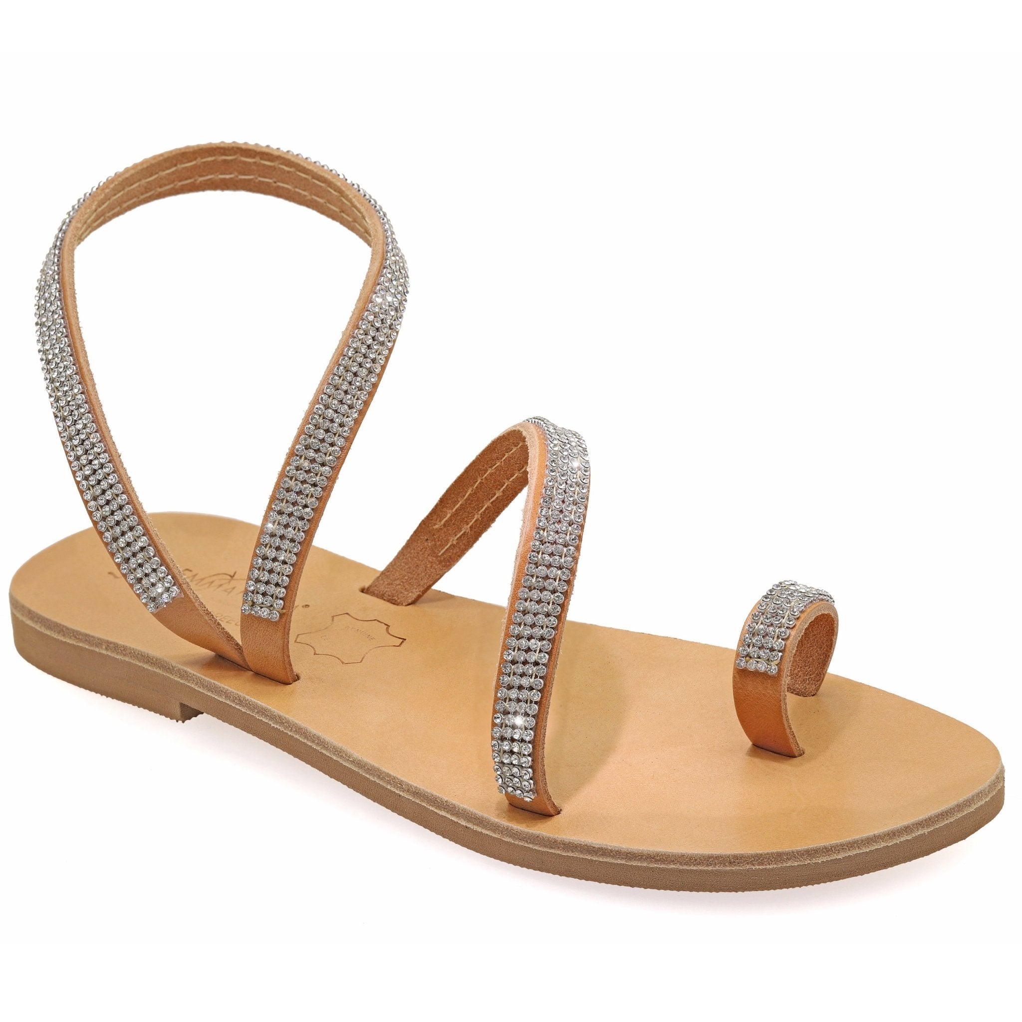 Emmanuela - handcrafted for you® Slingback-Sandalen mit Zehenring with Rhinestones "Lemnos" aus leder
