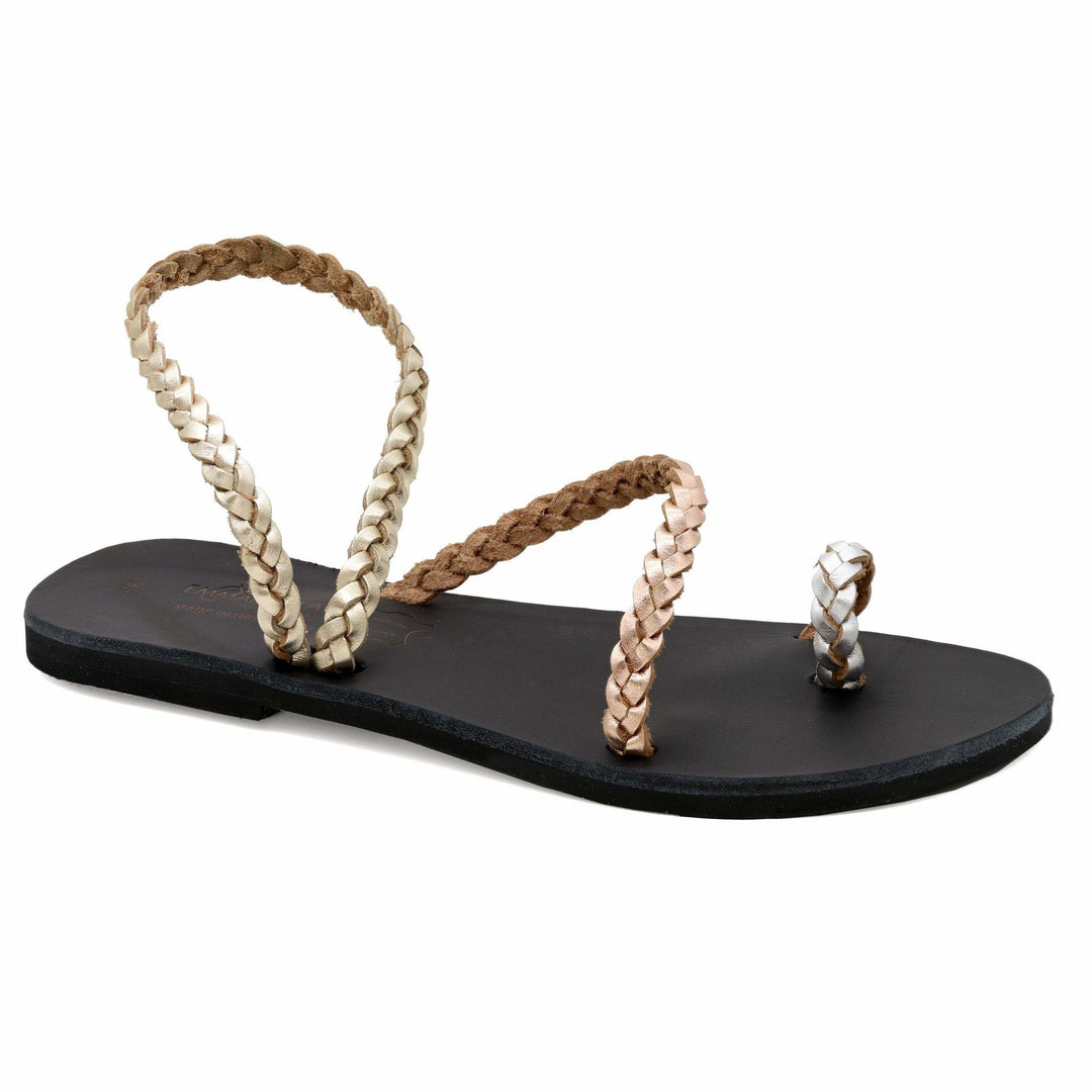 Δερμάτινα Σανδάλια με πλεκτά λουριά "Χίος" - Πολύχρωμα - Emmanuela - handcrafted for you®