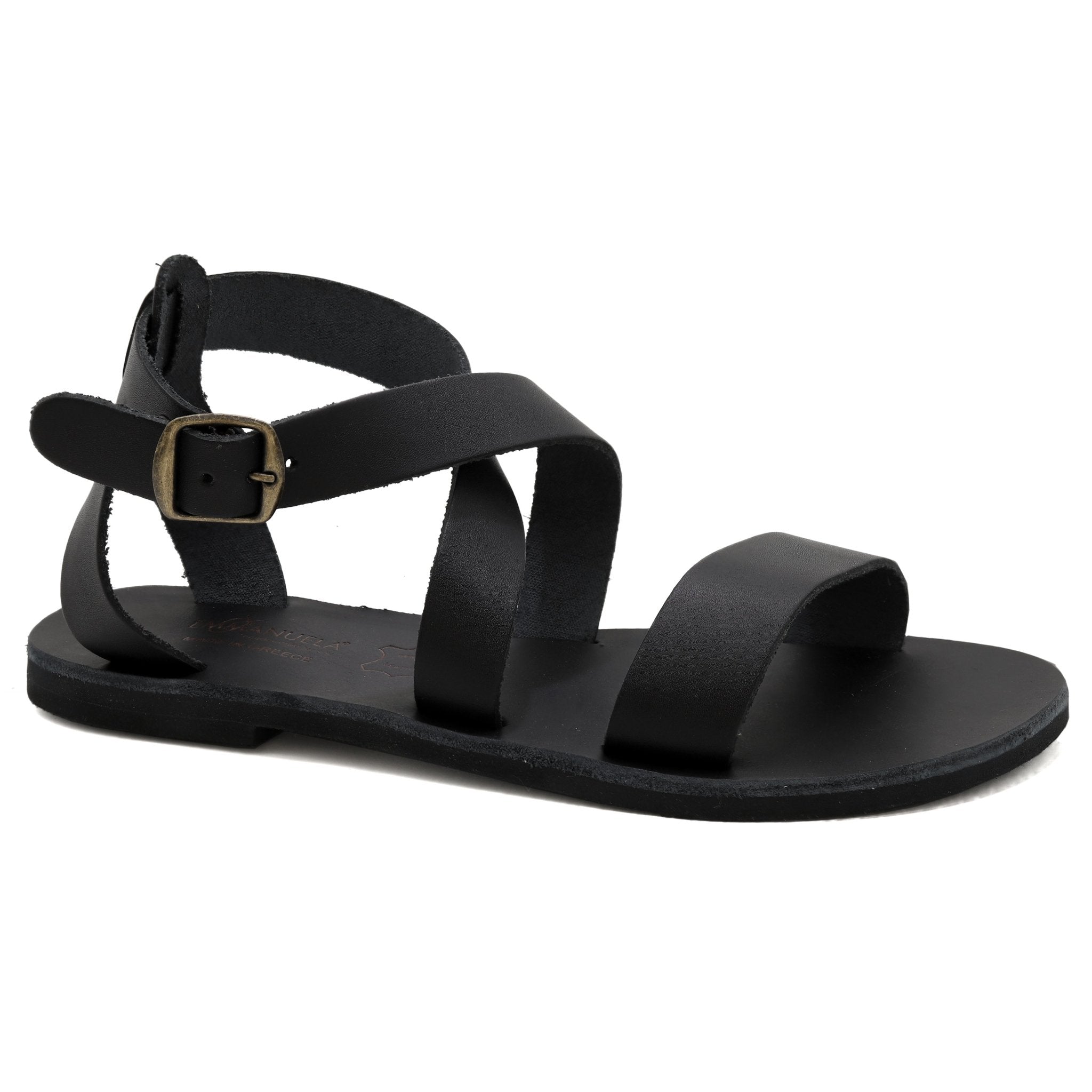 Emmanuela - handcrafted for you® Gladiator-Sandalen mit Schnallenriemen "Echo" aus Schwarze leder