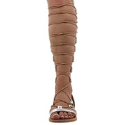Emmanuela - handcrafted for you® Kniehohe Gladiator-Sandalen zum Schnüren "Jocasta" aus Roségold leder