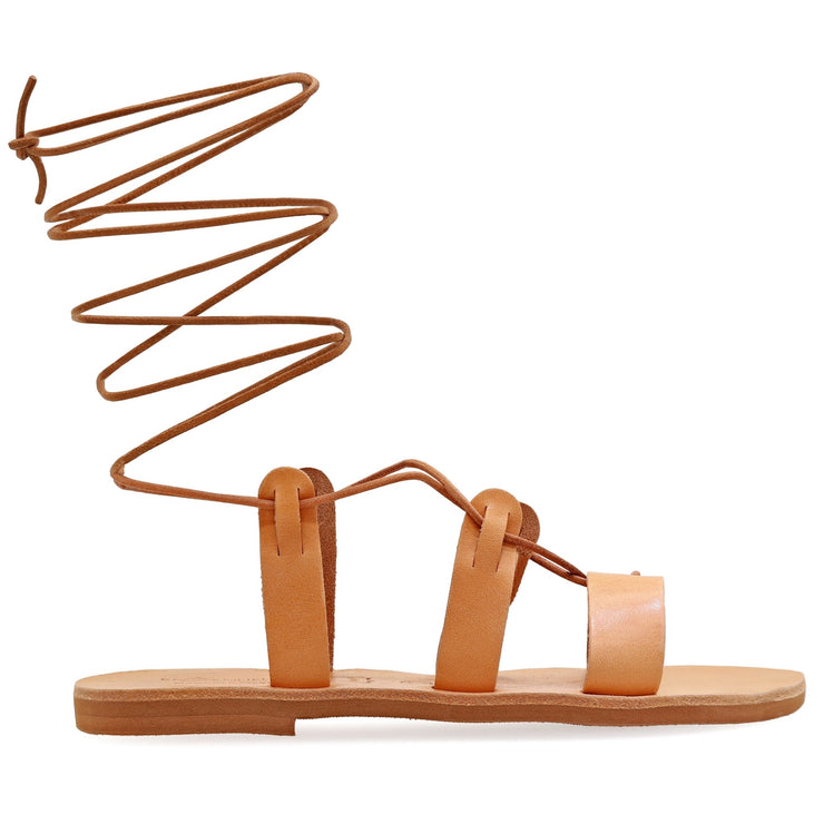 Emmanuela - handcrafted for you® Gladiator-Sandalen aus Schlangenleder mit Schnürung "Melaina" aus Braun leder