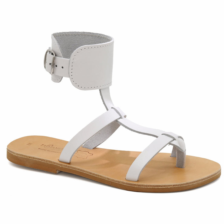 Emmanuela - handcrafted for you® Gladiator-Sandalen mit Knöchelbündchen "Nemesis" aus Weiße leder