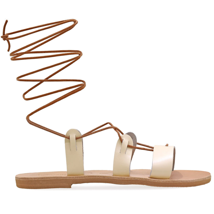 Emmanuela - handcrafted for you® Kalbshohe Gladiator-Sandalen mit Schnürung in Zebra "Melaina" aus Braun leder