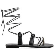 Emmanuela - handcrafted for you® Kalbshohe Gladiator-Sandalen mit Schnürung in Zebra "Melaina" aus Ponyhaut leder