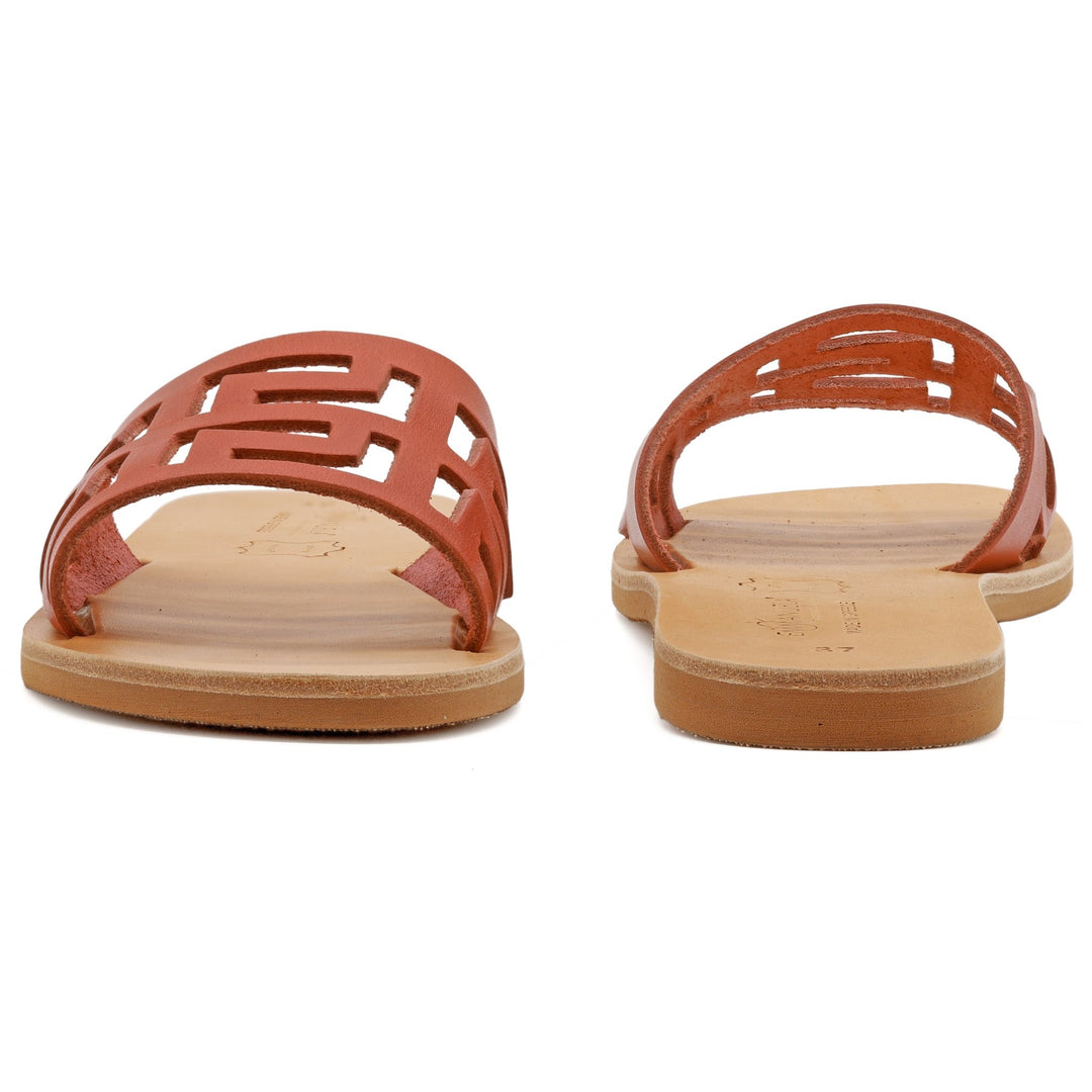 Δερμάτινα Σανδάλια παντόφλες με μαίανδρους "Ίος" - Μαύρο - Emmanuela - handcrafted for you®