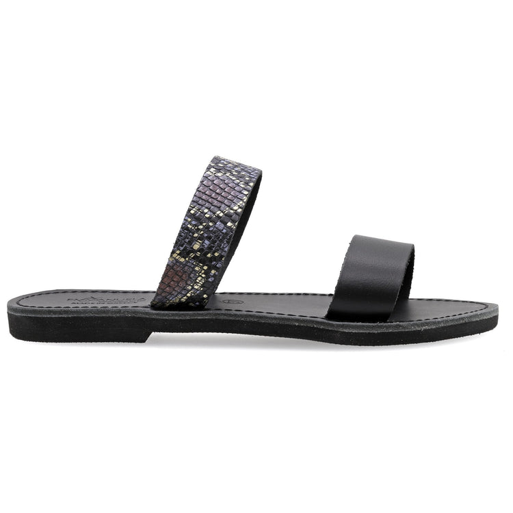 Δερμάτινα Σανδάλια παντόφλες "Μήλος" - Λέοπαρντ - Emmanuela - handcrafted for you®