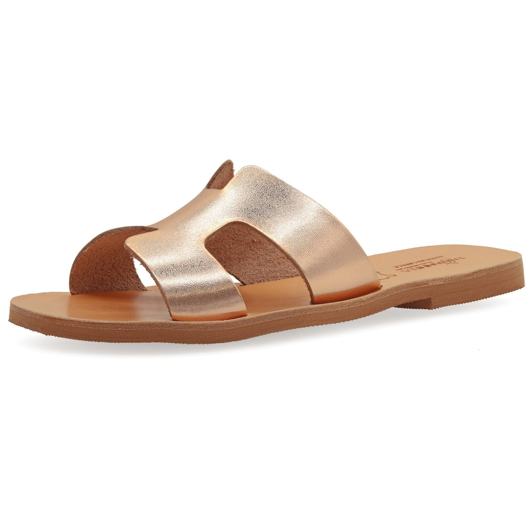 Emmanuela - handcrafted for you® Slide on H-Band-Sandalen "Eugene" aus Roségold leder